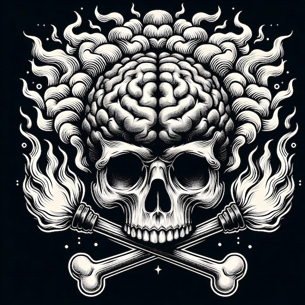 a drawing of a skull and swords with the word  skull  on it