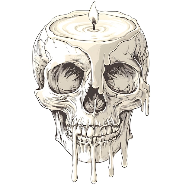 Photo a drawing of a skull with a candle in it