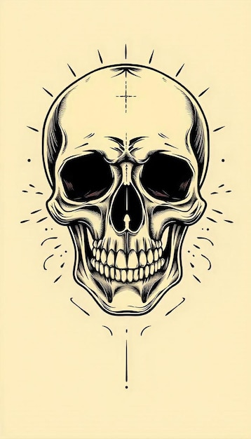 a drawing of a skull with a cross on the top of it