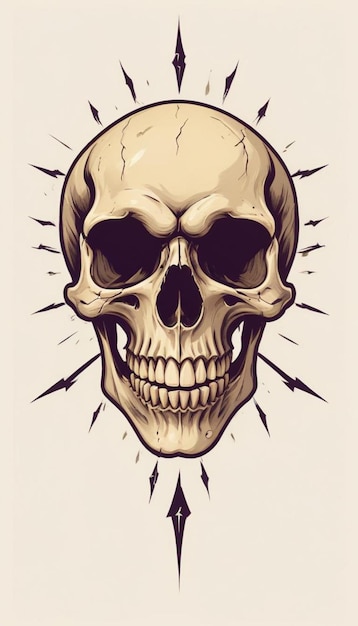 a drawing of a skull with a line through it