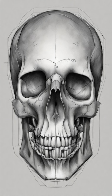 a drawing of a skull with the word quot b quot on it