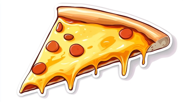 Photo a drawing of a slice of cheese pizza with a slice missing