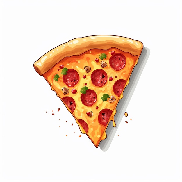 a drawing of a slice of pizza with a slice missing