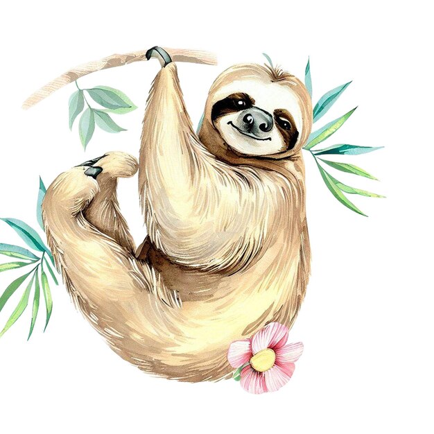 Photo a drawing of a sloth with a palm tree on it