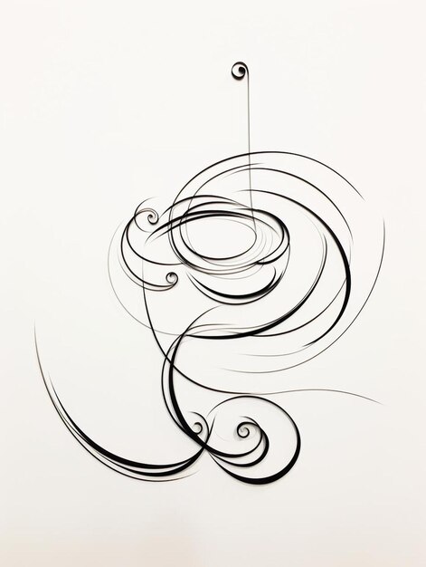 Photo a drawing of a snake and a line on a white background.