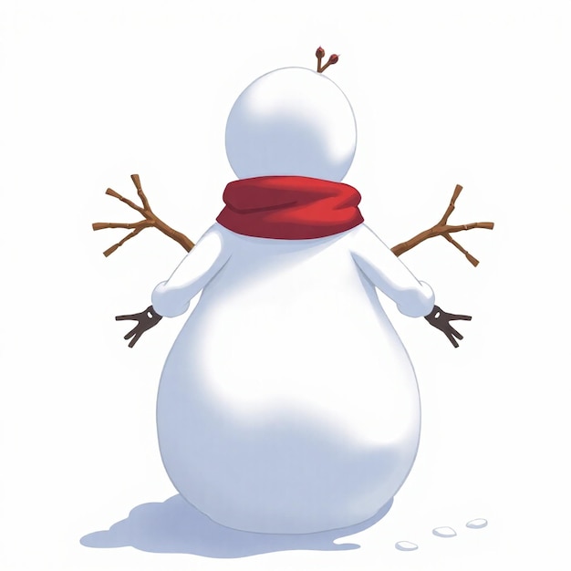 a drawing of a snowman with a red scarf around his neck