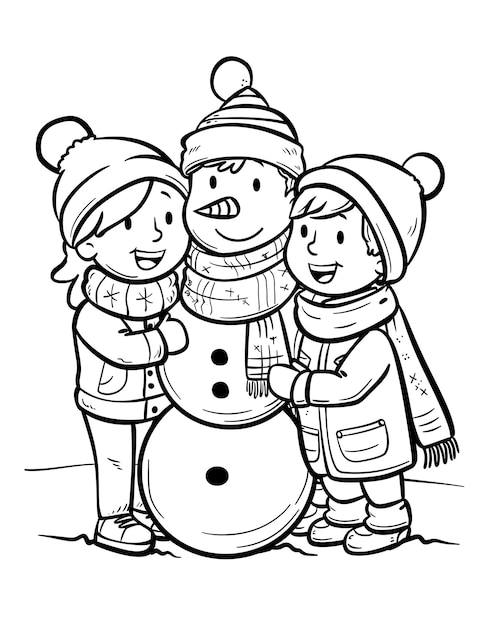 a drawing of a snowman with a snowman in the background