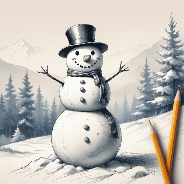 a drawing of a snowman with the word  the word  on it