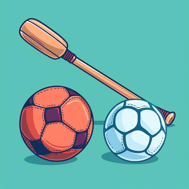 a drawing of soccer balls and a wooden stick with the words soccer balls on it