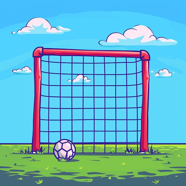 Photo a drawing of a soccer goal with a soccer ball in the middle of it