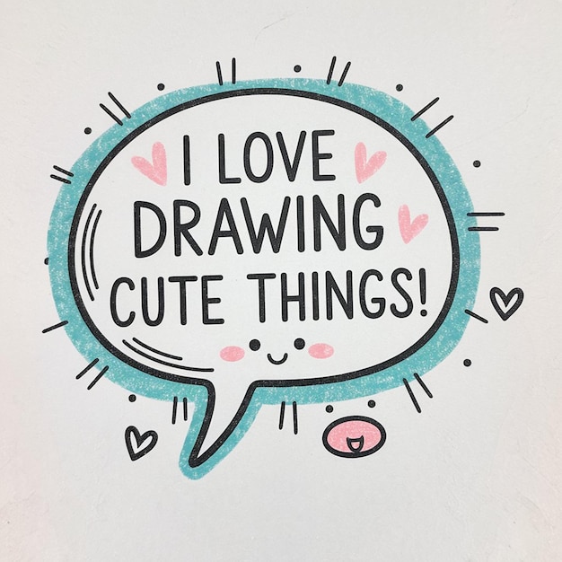 Photo a drawing of a speech bubble saying i love drawing things