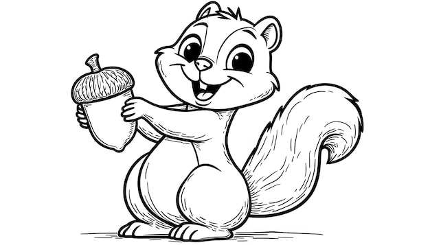 Photo a drawing of a squirrel holding a nut and a nut