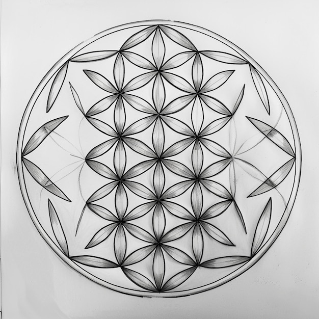 a drawing of a star shaped object with a design on it