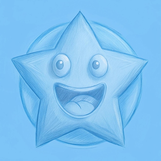 a drawing of a star with eyes and a face with a face on it