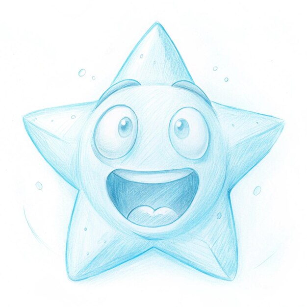 a drawing of a star with a happy face