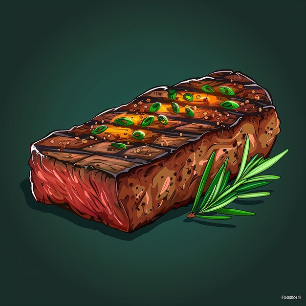 Photo a drawing of a steak with vegetables and meat on it