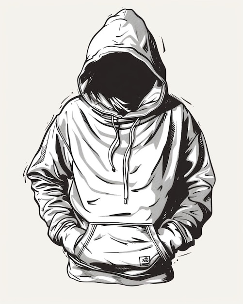 Drawing stock wearing hoodie white background image