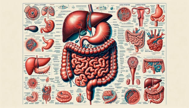 a drawing of a stomach with a picture of a stomach and a word stomach