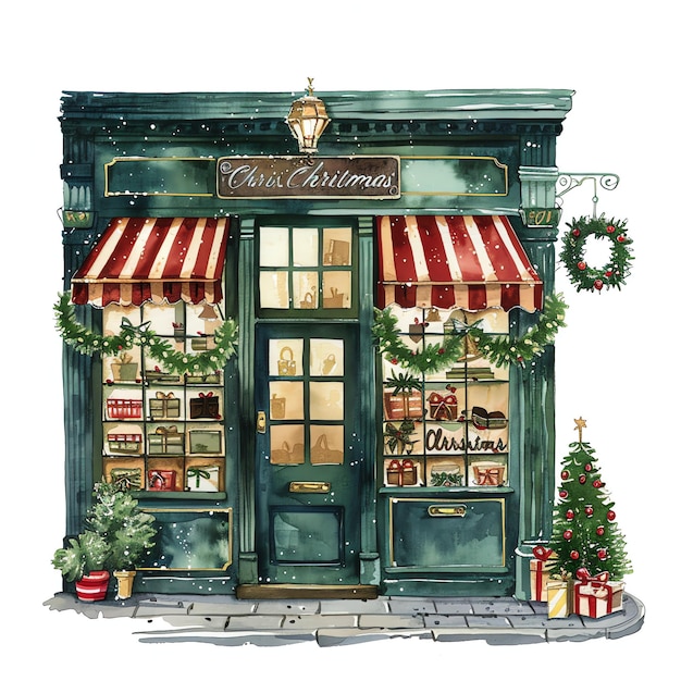 a drawing of a store called santas