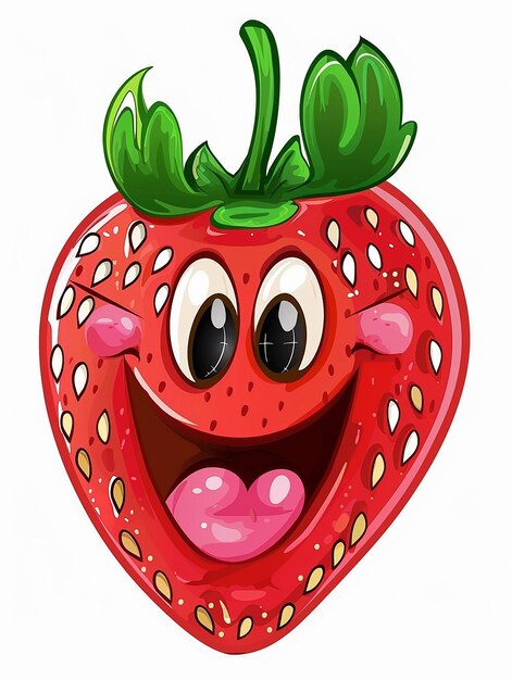 a drawing of a strawberry with a smiling face