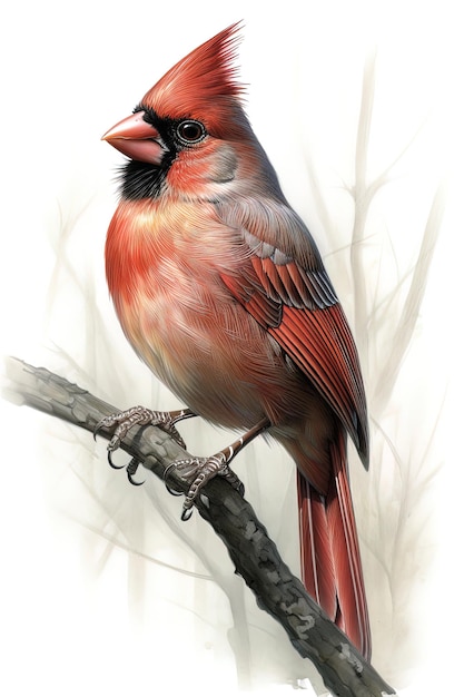 Drawing style scientific illustration of a red cardinal Generative AI