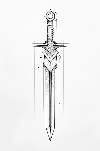 Photo a drawing of a sword with a sword in the middle