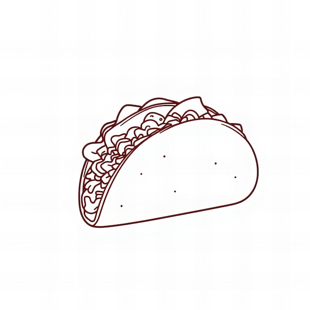 a drawing of a taco with a bun on it