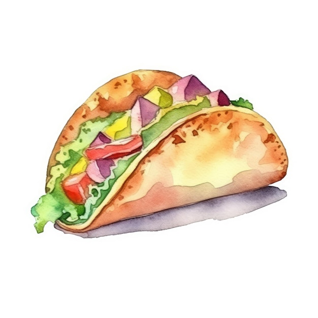 A drawing of a taco with a sandwich on it