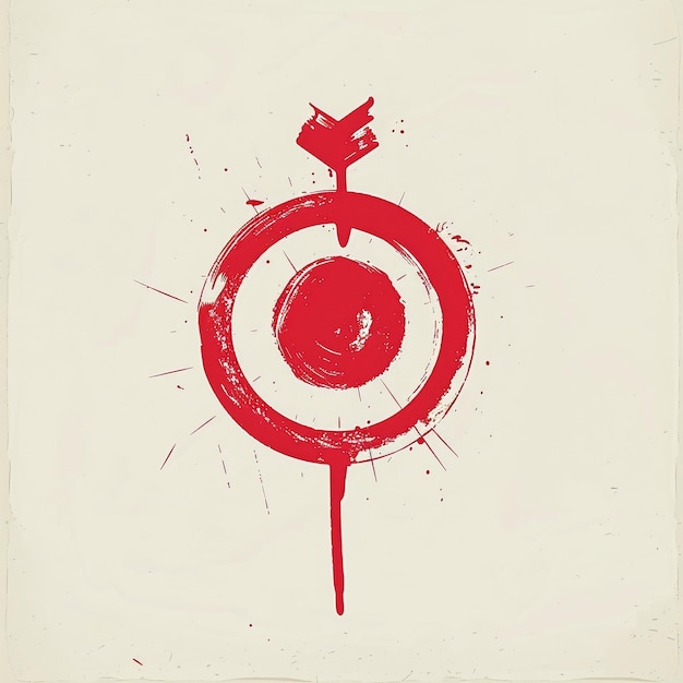 Photo a drawing of a target with a red circle on it