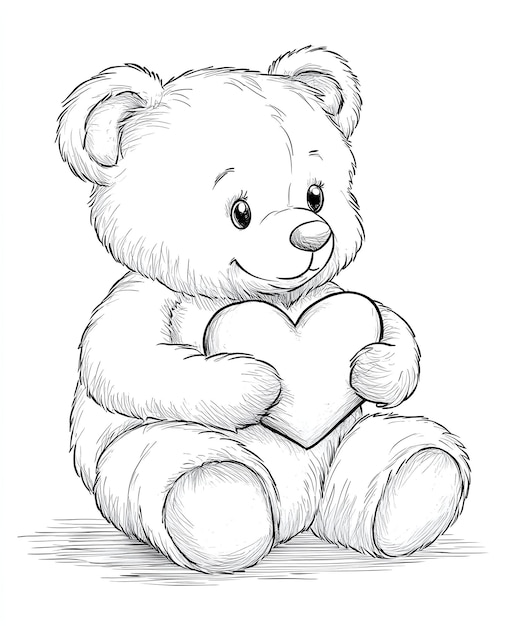 Photo a drawing of a teddy bear holding a heart