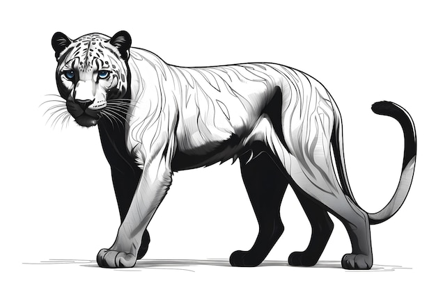 a drawing of a tiger that has the eyes blue on it