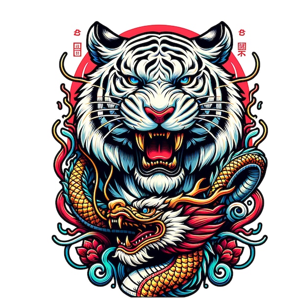 a drawing of a tiger with a red background that says quot the number 7 quot