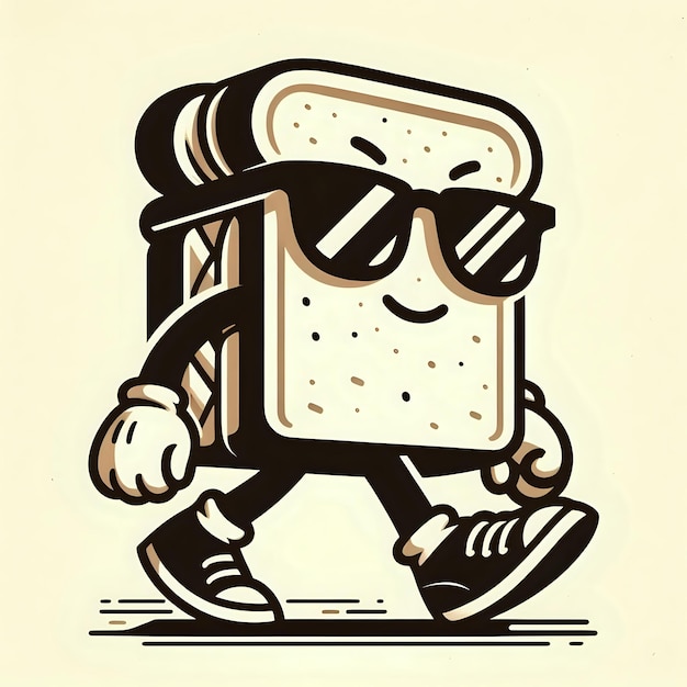 a drawing of a toast with sunglasses and a toaster