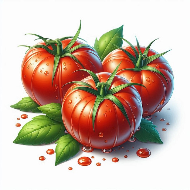 a drawing of tomatoes with water drops on them