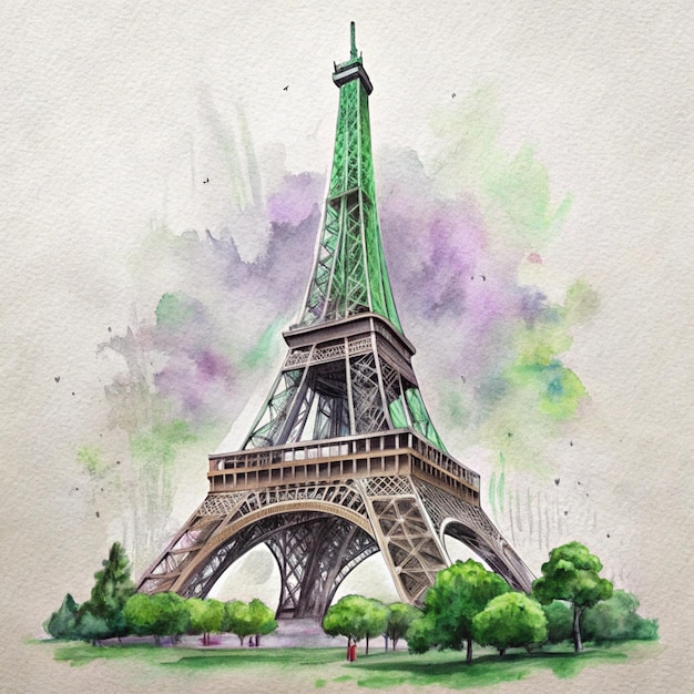 a drawing of a tower with the words  eiffel  on it