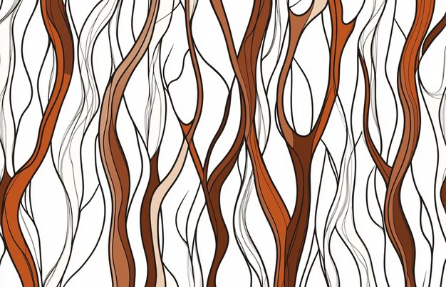 Photo a drawing of a tree with brown and white lines