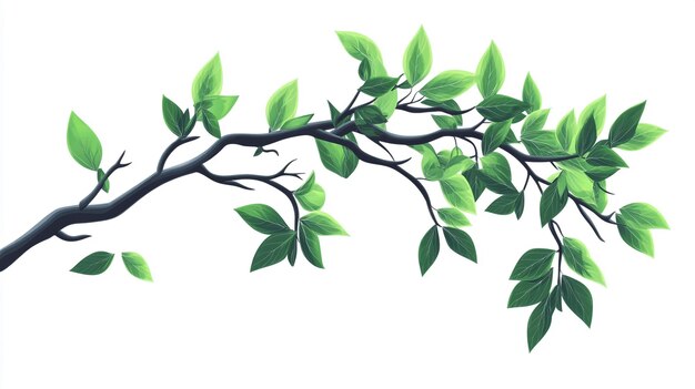 Photo a drawing of a tree with green leaves and branches