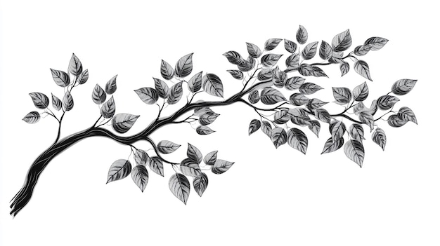 Photo a drawing of a tree with leaves and branches