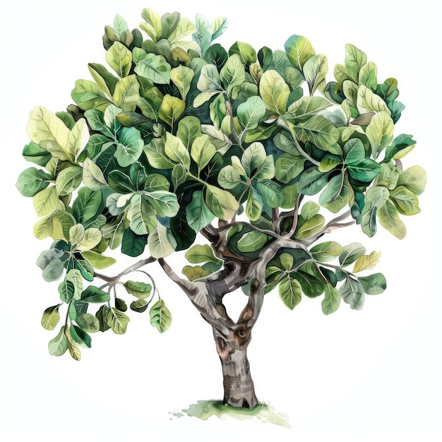 a drawing of a tree with leaves and leaves