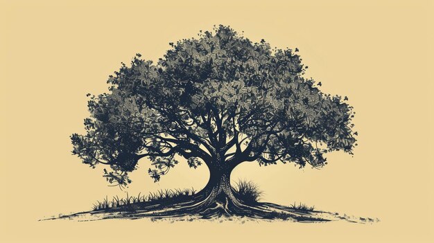 Photo a drawing of a tree with the roots cut out