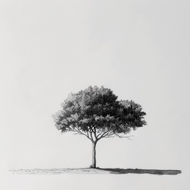 Photo a drawing of a tree with a white background minimal tree black tree vector