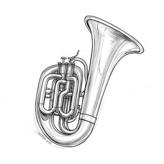 Photo a drawing of a trumpet with the word  v  on it