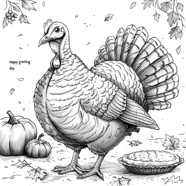 Photo a drawing of a turkey with the word turkey on it