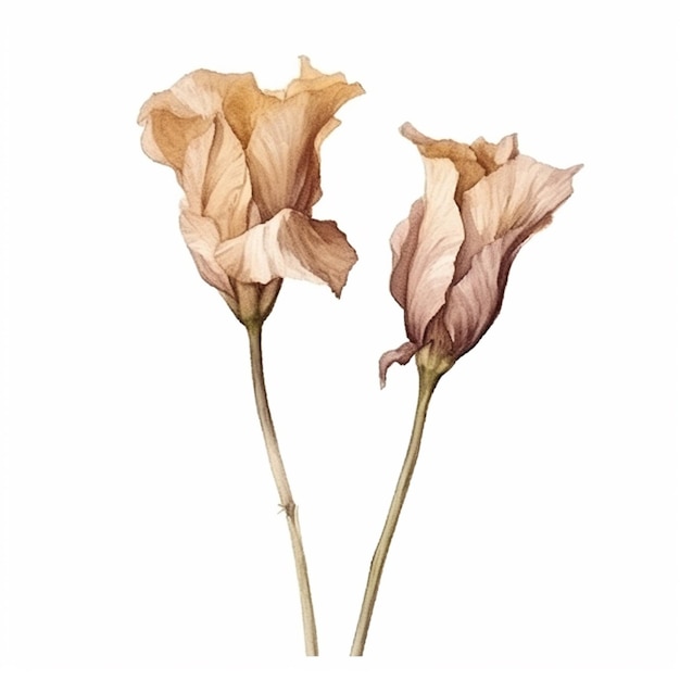 A drawing of two dried flowers with the word wilted on the left.