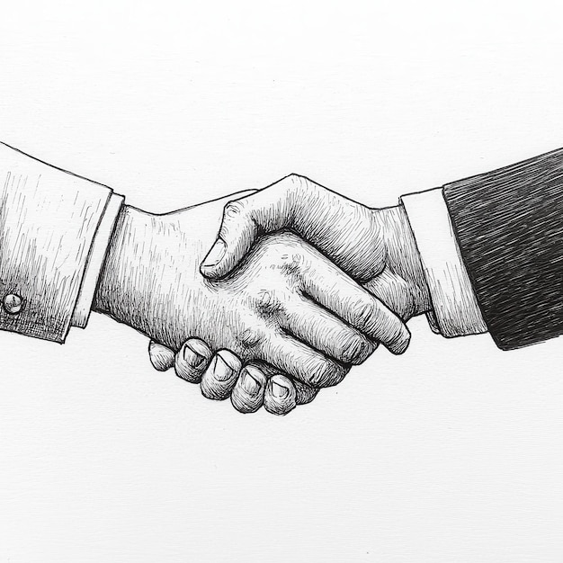 Photo a drawing of two hands that say  handshake