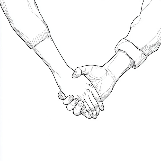 Photo a drawing of two people holding hands with one being held up