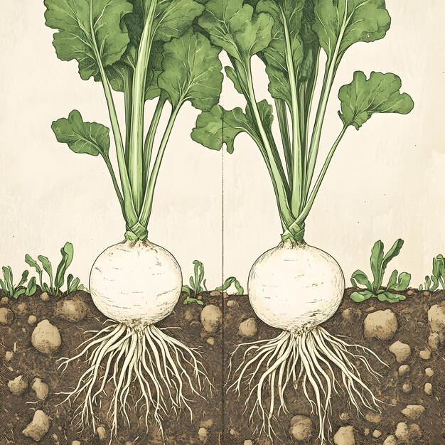 Photo a drawing of two radishes with the title quot radishes quot on them