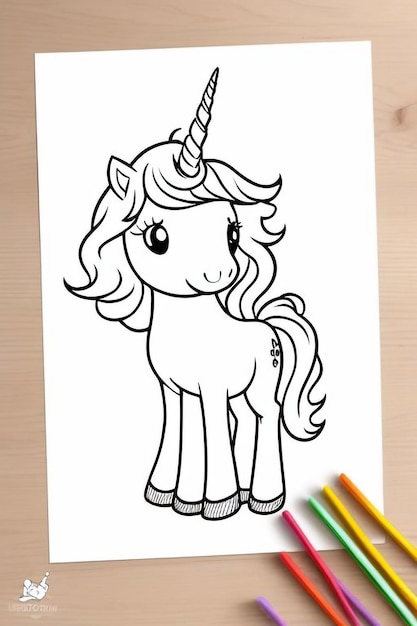 Photo a drawing of a unicorn with a horn on it