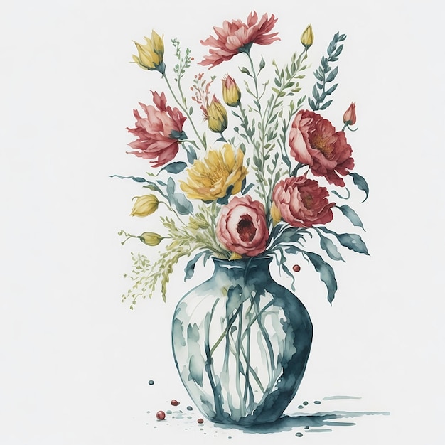 A drawing of a vase with flowers on it that says " a ".