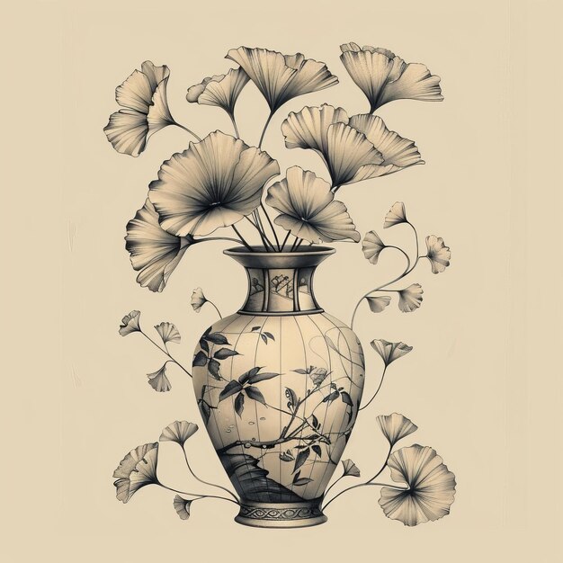 Photo a drawing of a vase with flowers and the words  flowers  on it